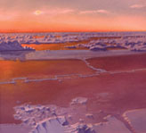 Setting Sun on Ice Arctic Paintings by Alaskan Artist David Rosenthal